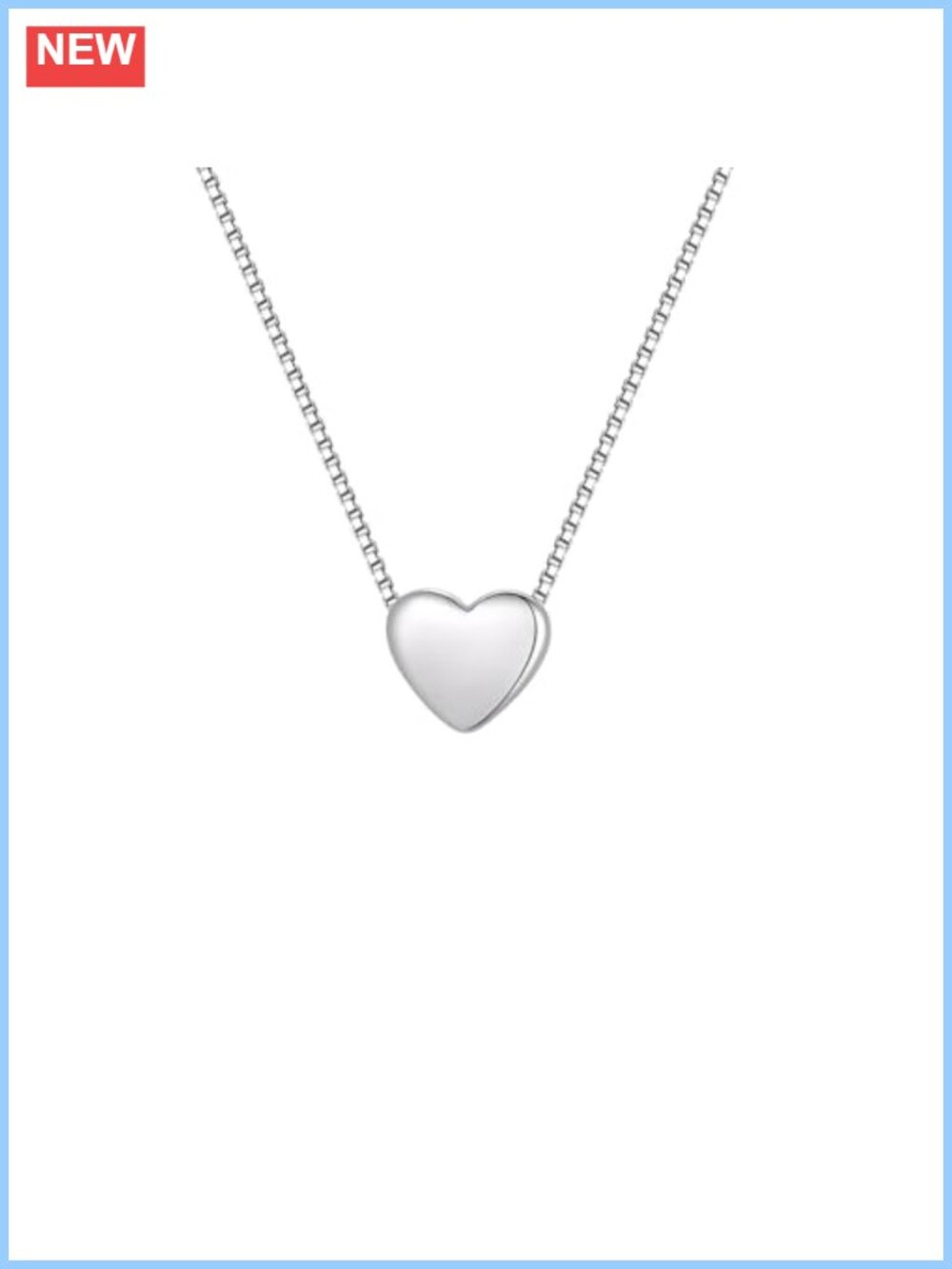 Small Heart Pendant Necklace Thin Box Chain Minimalist 16" Extender